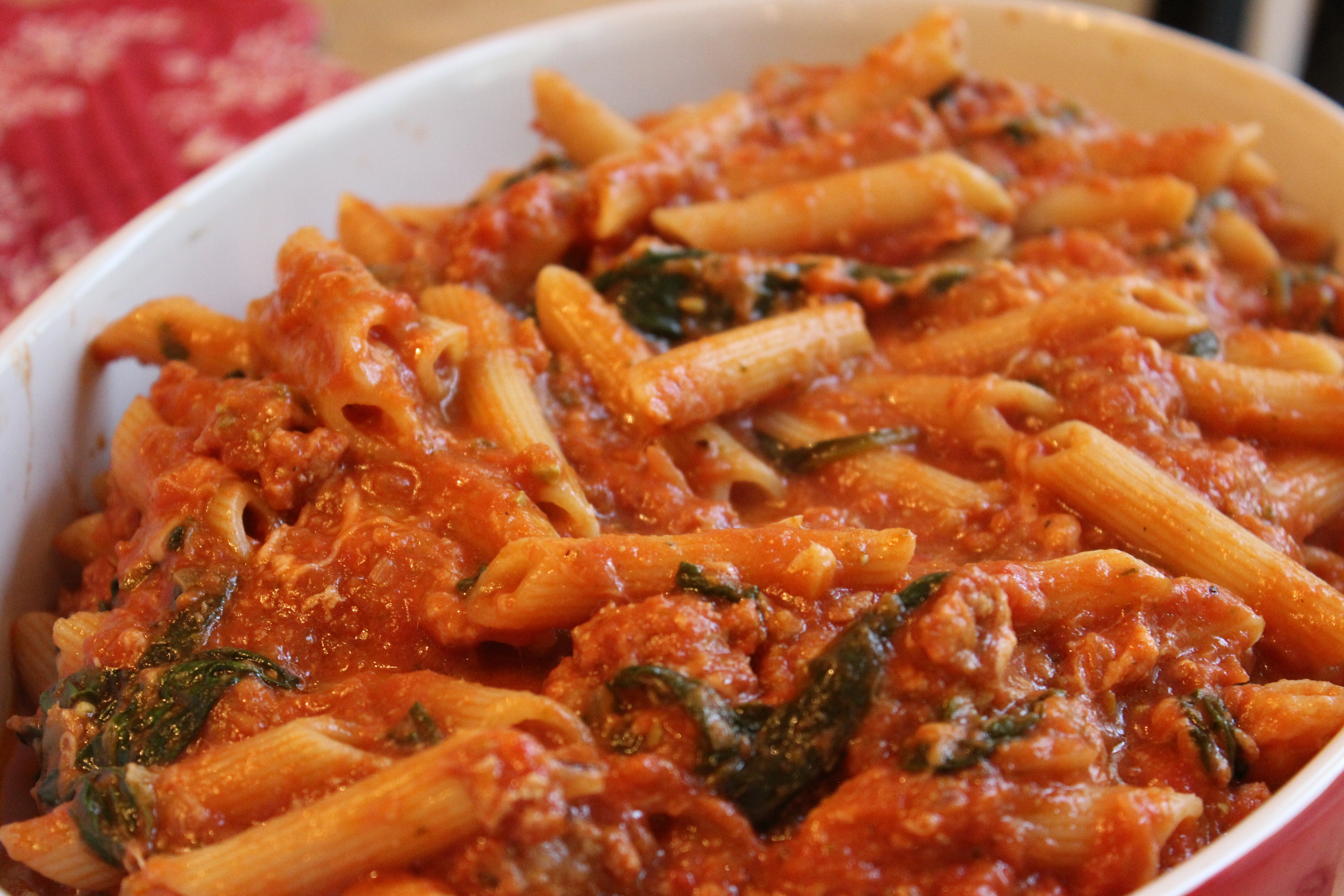 Baked Ziti with Spicy Tomato Sausage Sauce