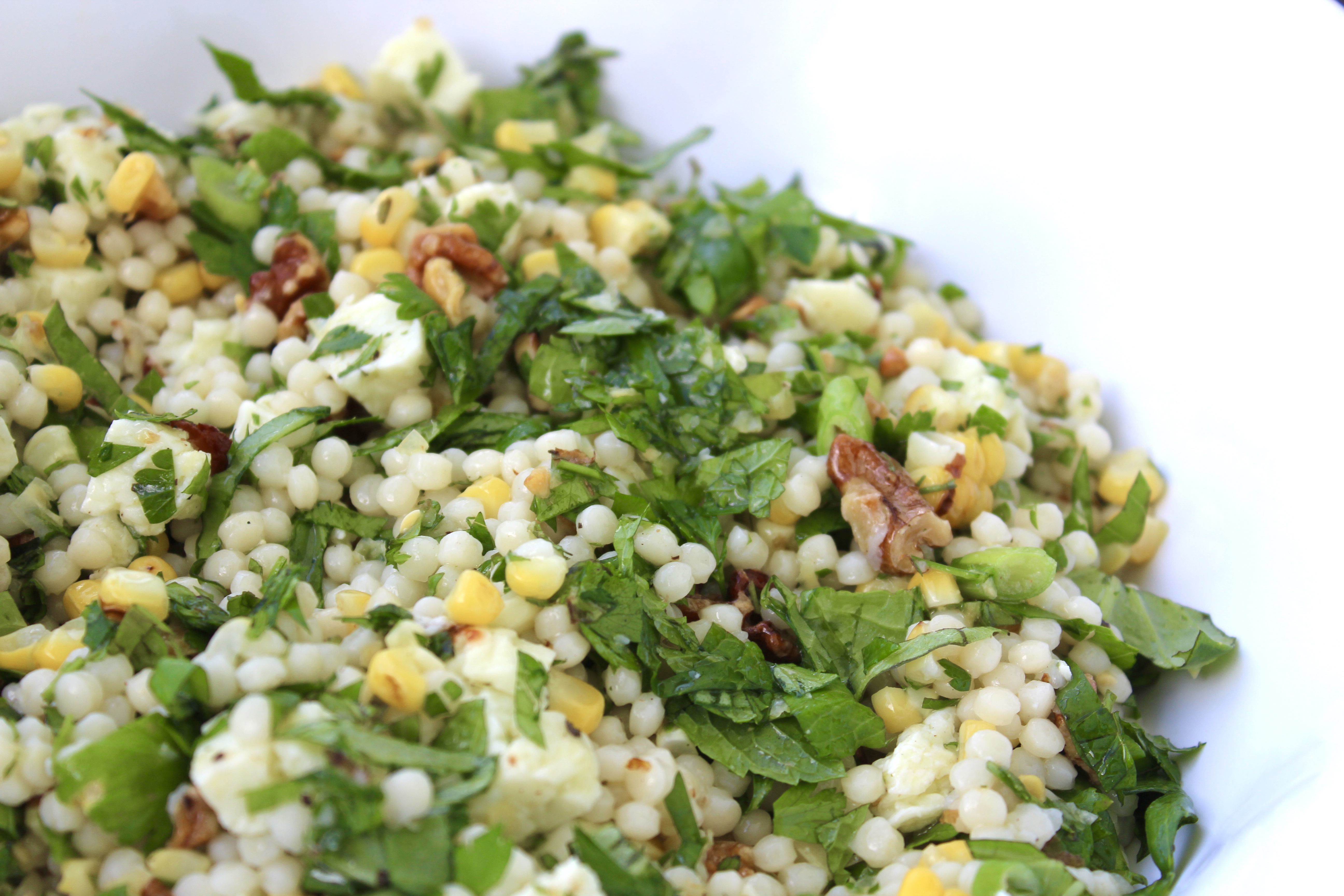 Herbed Couscous Salad with Corn and Grilled Halloumi