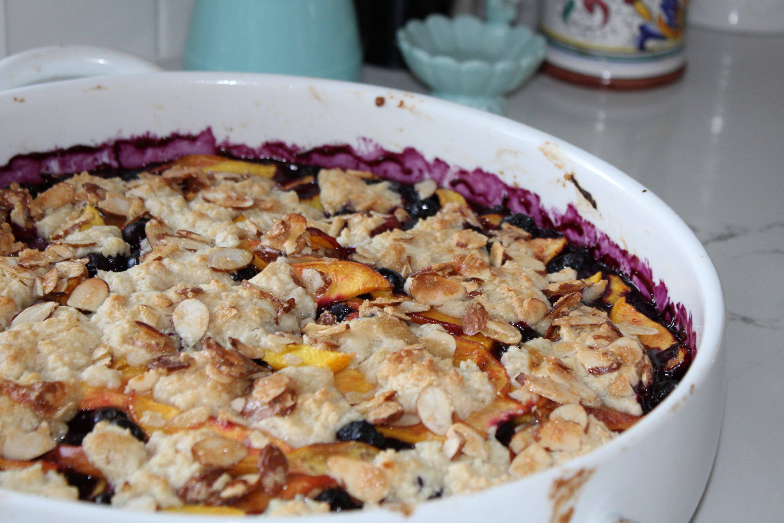 Mixed Fruit Cobbler with Sugared Almonds